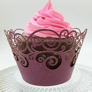 CozyT 50 PACK Cupcake Wrappers Artistic Bake Cake Paper Cups Vine Lace Laser Cut Liner Baking Cup Muffin Case... N12