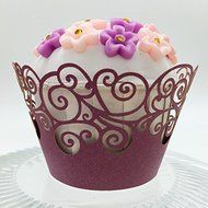 CozyT 50 PACK Cupcake Wrappers Artistic Bake Cake Paper Cups Vine Lace Laser Cut Liner Baking Cup Muffin Case... N13