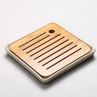 CCWY Ceramic dry foam plate Japanese style Kung Fu tea round tray bamboo seasoned millet mush pot of tea saucer... N4