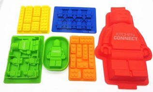 Kitchen Connect Premium Building Blocks,Bricks &amp; Minifigure silicone molds,6pack for Ice Cube Molds,Chocolate... N2