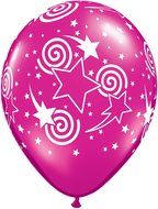 Pioneer Balloon Company 50 Count Swirling Star-A-Round Latex Balloon, 11", Assorted N5