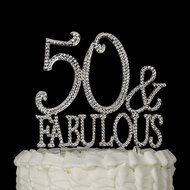 50 Cake Topper for 50th Birthday or Anniversary Gold Party Supplies and Decoration Ideas (Gold) N9