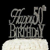 50 Cake Topper for 50th Birthday or Anniversary Gold Party Supplies and Decoration Ideas (Gold) N10