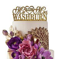 Sugar Yeti Made In USA Personalized Wedding Cake Topper Mr Heart Mrs With Date #26 Silver Mirror N16