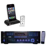 Pyle Stereo Receiver and iPod Dock Package - PD3000A 3000 Watt AM-FM Receiver w/ Built-In DVD/MP3/USB - PIDOCK1...