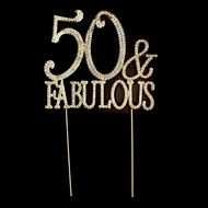 50 Cake Topper for 50th Birthday or Anniversary Gold Party Supplies and Decoration Ideas (Gold) N13