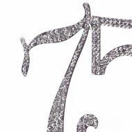 75 Cake Topper for 75th Birthday or Anniversary Crystal Rhinestone Number Decoration (Silver) N8