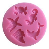 LYNCH Sea Animals Series 3D Silicone Mold Cookware Non-Stick Fondant Soap Mould,pink N5