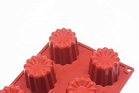 Astra shop 18 Cavities Mini Non-Stick Silicone Mold, Cannele Bordelais Multi Cavity Baking Mold, Red N6