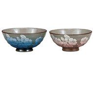 Kutani Pottery 2 sets of Blue and Pink bowl from Japan K4-316