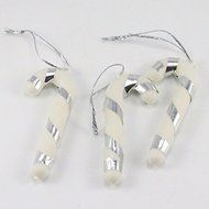 3packs,6pcs/pack 6.5cm Plastic Crutch Diy Accessories Christmas Decoration (Mixed 3 Colors) N4