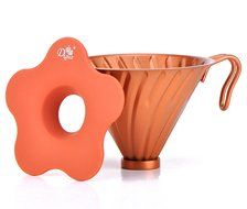 Diguo Coffee Dripper Cone Dripper Hand Drip Coffee V60 02 Filter, 2 Cups (Rose Gold)