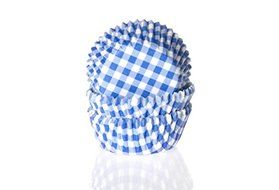 Blue Gingham Mini Cupcake Cases