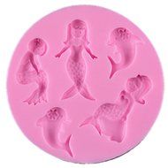 Mermaid Sea Shell Horse Fish Round Shape Cake Fordant Chocolate Silicone Molds Set of 3 N4