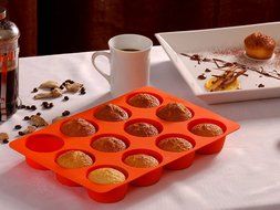 Silicone Muffin Pan 12-Cavity, Premium Quality - Unique Food Grade, Durable, Attractive By Qvob N8