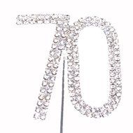 Cosmos &reg; Rhinestone Crystal Silver Number 70 Birthday 70th Anniversary Cake Topper N6