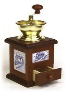 Delft Blue Farmhouse Coffee Grinder w/ Open Hopper by Hues &amp; Brews N3