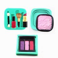 TANGCHU Dressing Case Lipstick Powder Puff Silicone Fondant Cake Chocolate Molds for Kitchen Baking