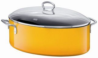 Silit Passion 8-1/4-Quart Oval Roasting Pan with Lid, Energy Red N2