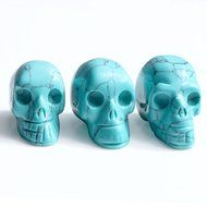 JOVIVI Hand Carved Natural Gemstone Healing Reiki Skull Head Statue Figurine 1.5 inches w/Box (Turquoise) N7