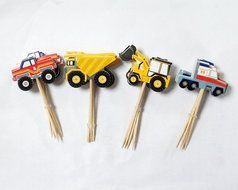 Yunko 24 Pcs Truck Excavator Dumpers Party Fun Cup Cake Decorative Toppers Cupcake Decorating Tools for Party