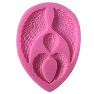 FLYMOR Cake Tools Angel Wings Shape Silicone 3D Fondant Mold,Pink N2
