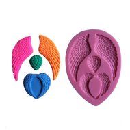 FLYMOR Cake Tools Angel Wings Shape Silicone 3D Fondant Mold,Pink N3