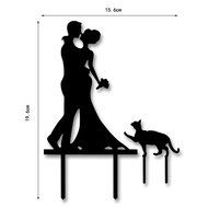 Funny Bride Groom and Pet Cake Topper N2