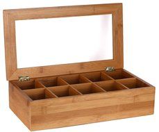 Estilo Bamboo Tea Storage Box, 10 Equally Divided Compartments N2