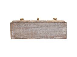 Store Indya Tea Holder Storage Box Chest Hand Carved with Wood Brass Inlay Pill Boxes N6