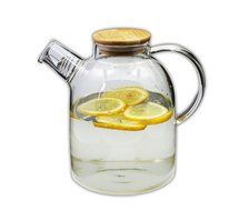 Hiware 60 Oz Glass Water Pitcher with Natural Bamboo Wood Lid, Large Capacity Water Pot with Safe Filter, Glass... N3