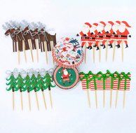 Yunko 24pcs Christmas Cake Cupcake Decorative Cupcake Topper for Christmas Party Themed Party (Wrappers and Toppers) N10