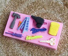 Tools Silicone Cake Fondant Mold Topper Hammer Spanner Baking Mould Decorating N6