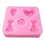Y&amp;XL&amp;H Wedding Love Full Dress Baking Fondant Cake Choclate Candy Mold,L8.3cmW7.7cmH1.8cm N3