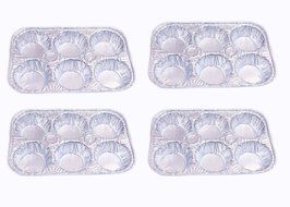 Set of 4 Muffin Pans, Aluminum Foil Disposable Muffin Pans, 6 Cavity Compartments