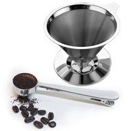 Coffee Dripper, Peyou Stainless Steel Pour Over Coffee Dripper, Reusable Double Layer Mesh Filter Design, Single... N7