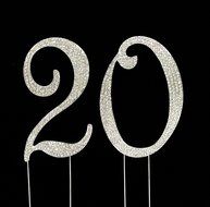 Large 20th Birthday / Wedding Anniversary Number Cake Topper with Sparkling Rhinestone Crystals - 4 1/2&quot; Tall...