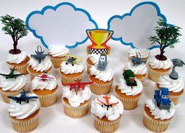 PLANES 16 Piece Birthday CUPCAKE Topper Set Featuring 12 Planes Figures and Decorative Themed Accessories - Figures... N8