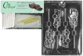Cybrtrayd 45St50-J053 Fire Truck Lolly Chocolate Candy Mold with 50 Cybrtrayd 4.5&quot; Lollipop Sticks