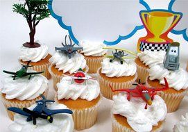 PLANES 16 Piece Birthday CUPCAKE Topper Set Featuring 12 Planes Figures and Decorative Themed Accessories - Figures... N9