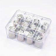 TANGCHU Russian Piping Tips 12PCS/SET Stainless Steel Middle Size Icing Syringe Set DIY Coupler Nozzle with Storage... N3