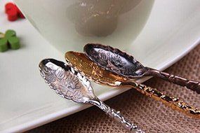 Pack of 6 BeautyMood Retro Vintage Palace Style Decorative Coffee Tea Spoon Scoop Holes（Gold &amp; Silver &amp; Bronze） N9