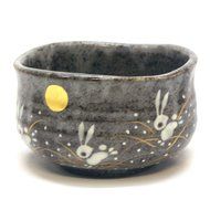 Japanese Matcha Bowl Rabbit KUTANI YAKI(ware) N4