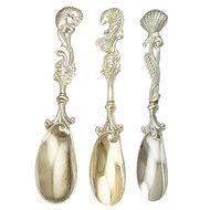 Retro Creative 3-pieces Teaspoons Coffee Scoops Stirring Spoons Sugar Spoons Seasoning Spoons (Silver) N3
