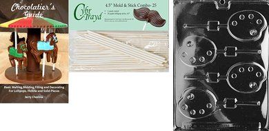 Cybrtrayd Palette Lolly Jobs Chocolate Mold with Lollipop Supply Bundle of 50 Lollipop Sticks, 50 Cello Bags,... N9