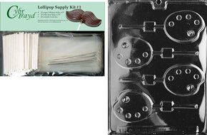Cybrtrayd Palette Lolly Jobs Chocolate Mold with Lollipop Supply Bundle of 50 Lollipop Sticks, 50 Cello Bags,... N10