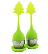 Zicome Tree Shape Silicone Tea Infuser Strainer with Drip Tray Set of 2