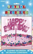 Flashing Pink Happy Birthday Cake Topper Decoration