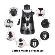 Omi CM6816 3.5 Bar Steam Espresso and Cappuccino Coffee Maker - Black Color N2