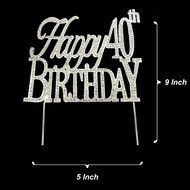 Happy 60th Birthday Rhinestone Crystal Cake Topper Silver, Numbers, Letters for Wedding, Birthday, Anniversary... N28